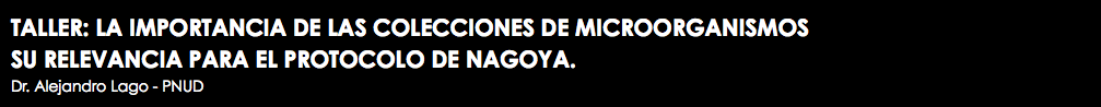 TALLER: LA IMPORTANCIA DE LAS COLECCIONES DE MICROORGANISMOS SU RELEVANCIA PARA EL PROTOCOLO DE NAGOYA. Dr. Alejandro Lago - PNUD